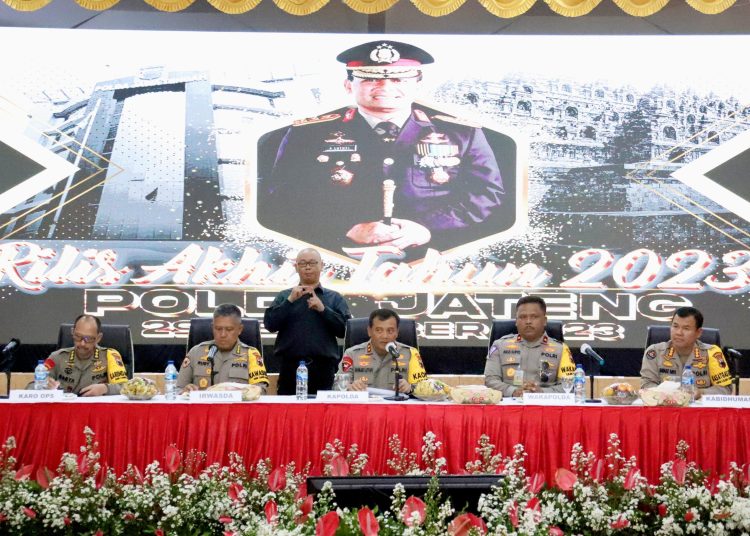 Kapolda Jateng Pimpin Pers Rilis Akhir Tahun 2023, Ini Komitmen Polda Jateng di Tahun 2024