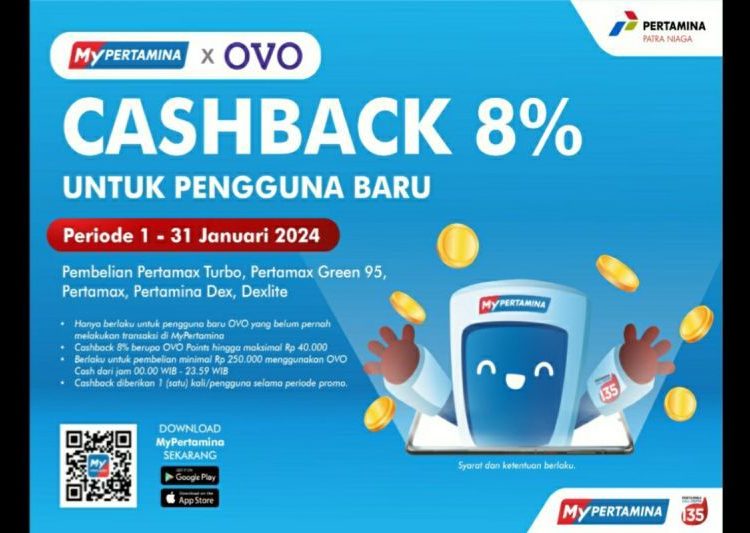 Beli BBM di MyPertamina dapat “cashback” 8 persen OVO