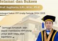 Prof. Sugiharto, S.Pt., M.Sc., Ph.D. Resmi Dilantik Menjadi Dekan FPP Periode 2024 – 2029