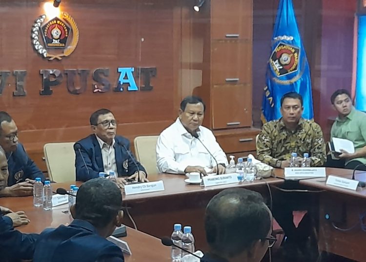 Datang ke PWI Pusat, Prabowo Janji Jamin Kebebasan Pers Dan Laksanakan Ekonomi Pancasila » Warga Berita