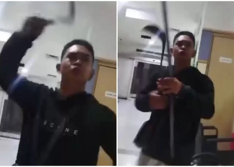 Viral Video Pria Mabuk Membawa Parang dan Mengamuk di RS Panti wilasa Citarum Semarang