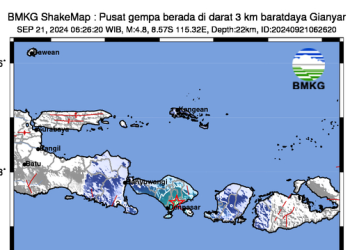Gempa Magnitudo 4,8 Guncang Gianyar, Bali 10 gempa
